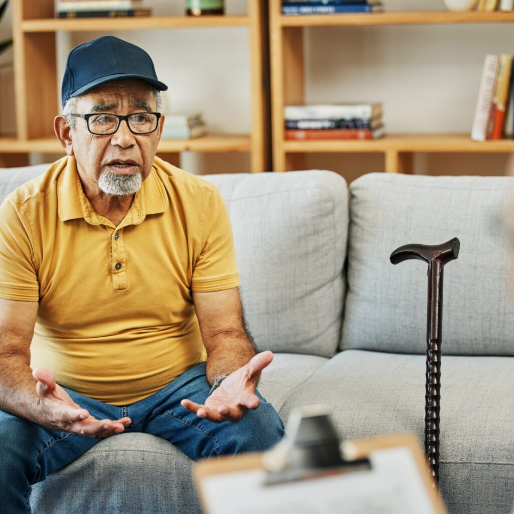 Doctor Consultation And Senior Man On Sofa In Ther BTVDHMQ Scaled 1 1024x1024